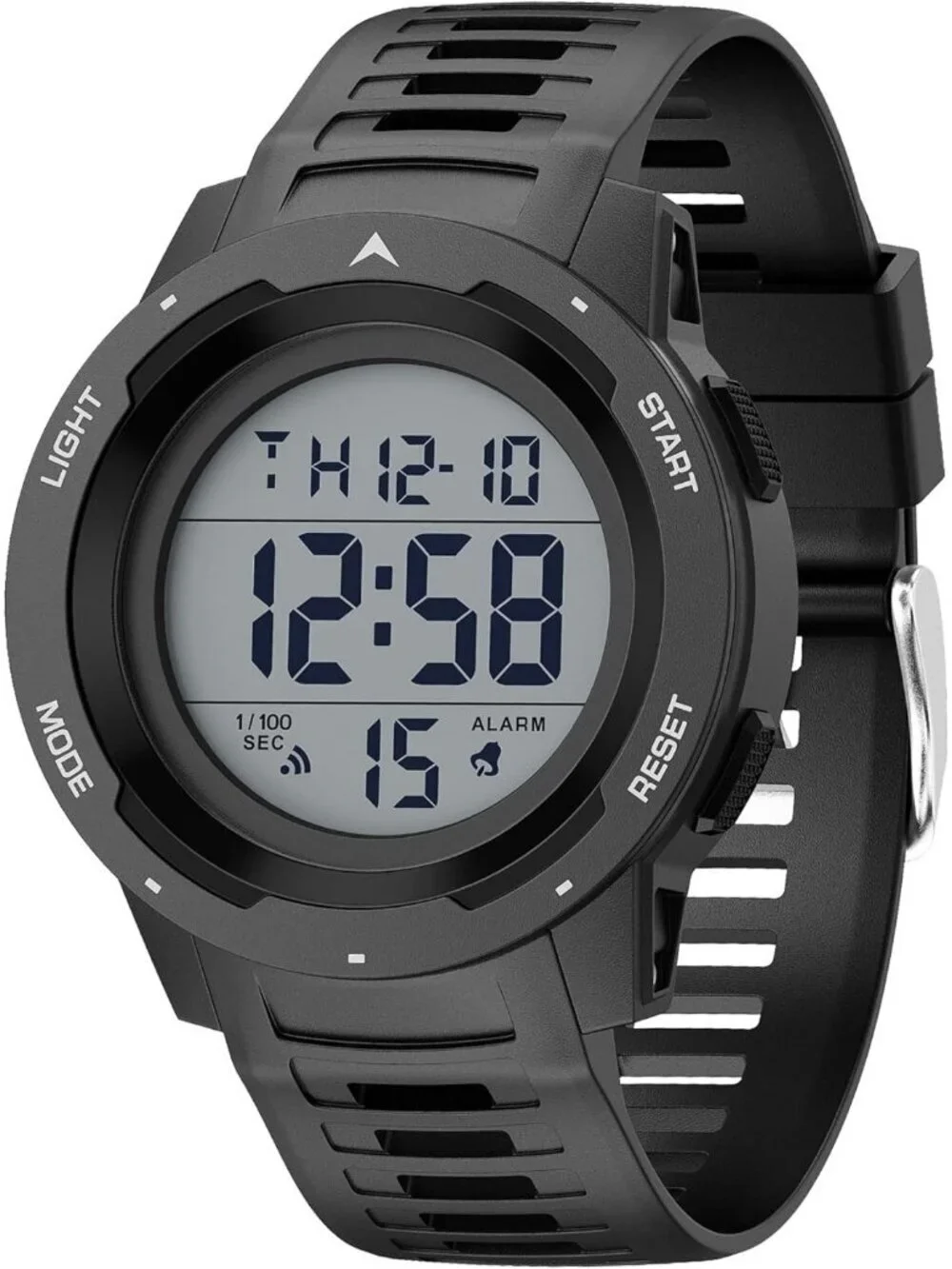 Men's All Black Analog Quartz Rubber Strap Military Waterproof LED Digital Watch